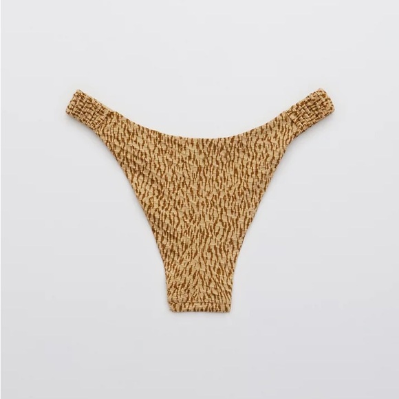 Aerie Jacquard Scrunchie Super High Cut Cheekiest Bikini Bottom - Picture 2 of 10